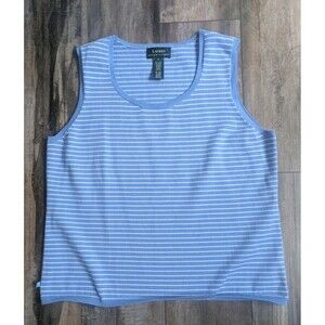 Lauren Ralph Lauren Key West Sleeveless Womens XL Blue White Knit Tank Preppy
